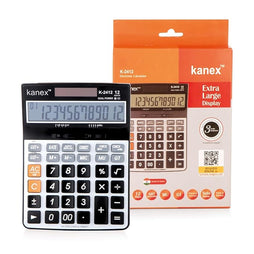 Kanex K-2412 Electronic Calculator, GST Calculation, 120-Step Check, 12-Digit Extra Large Display, Dual Power Solar and Battery