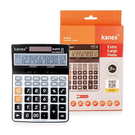 Kanex K-2412 Electronic Calculator, GST Calculation, 120-Step Check, 12-Digit Extra Large Display, Dual Power Solar and Battery