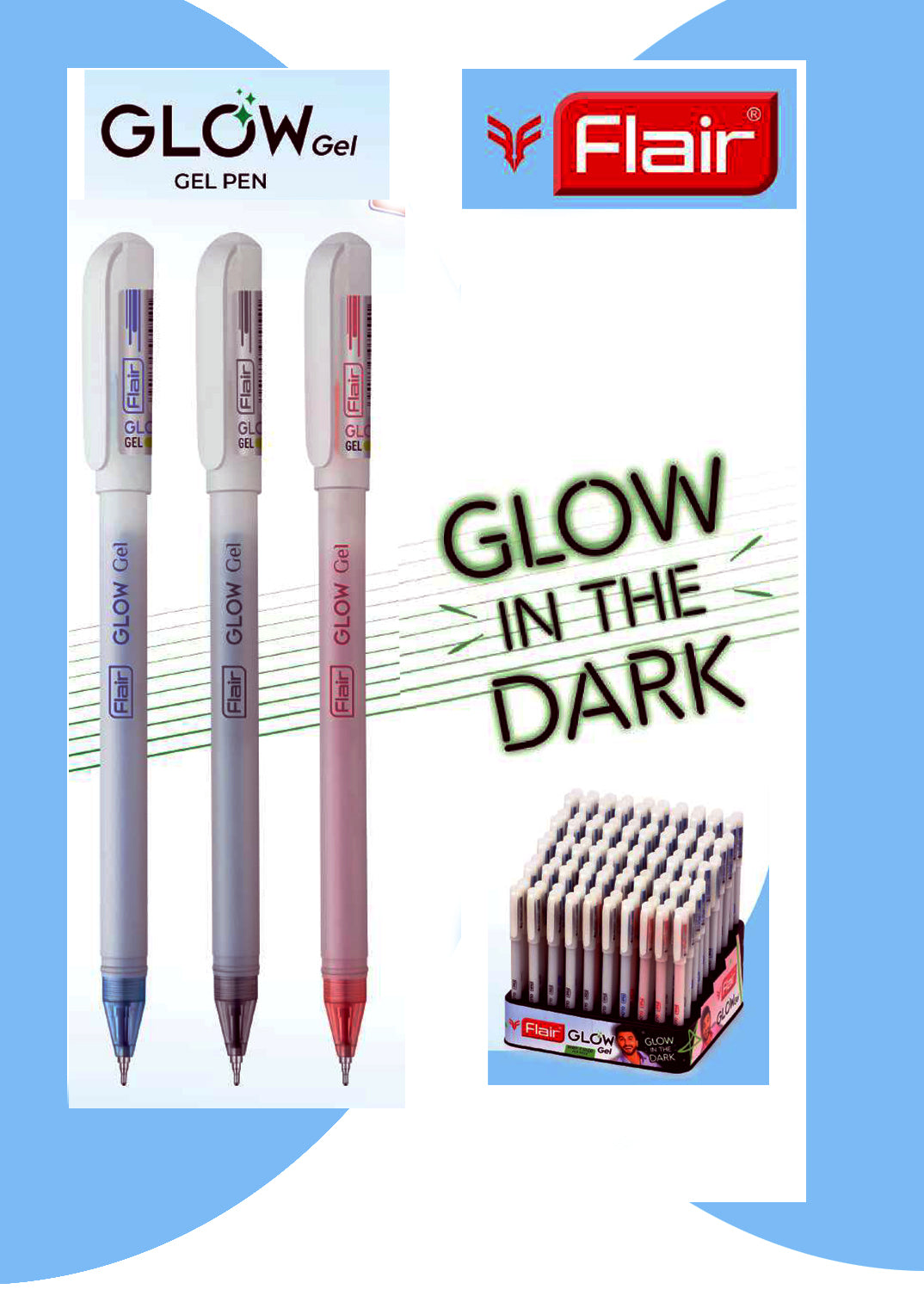 Flair Glow Gel Pen Stand Dispenser 100 PCS