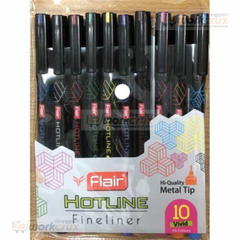 Flair Hotline Fineliner Assorted 10 Colour Pack