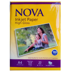 Nova inkjet photo paper high gloss A4,180GSM 20sheet